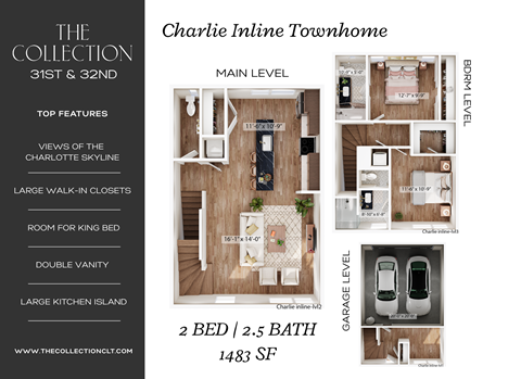 Floor plan for 2 beds, 2.5 baths, 1483 sqft